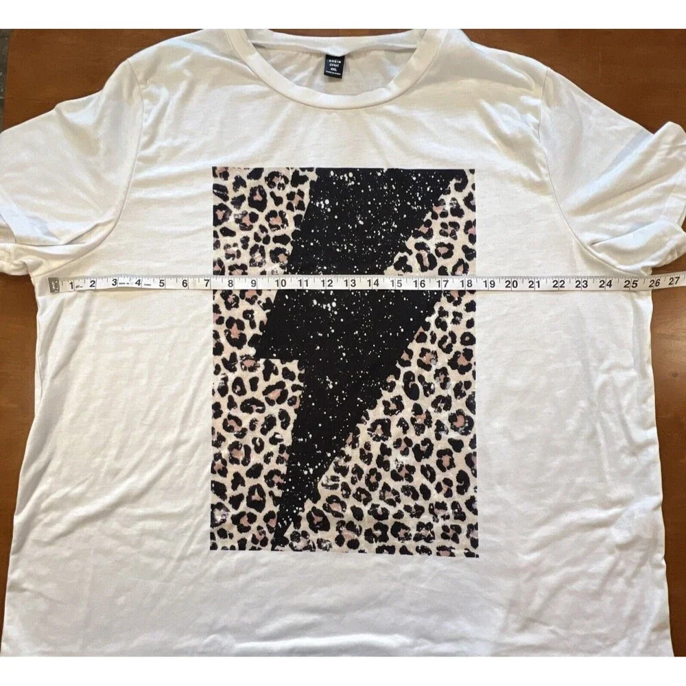 SHEIN T Shirt Womens 4XL Leopard Lightning Bolt Minimalist Edge Retro 90s Punk - Picture 9 of 10
